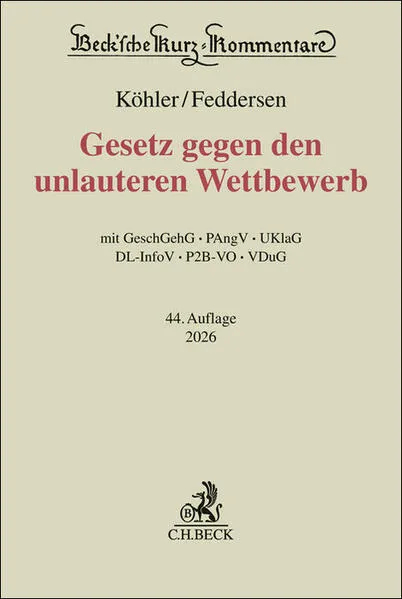 Cover: Beck'sche Kurz-Kommentare / Gesetz gegen den unlauteren Wettbewerb. UWG