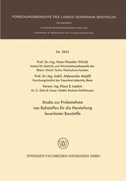 Cover: Studie zur Probenahme von Rohstoffen für die Herstellung feuerfester Baustoffe