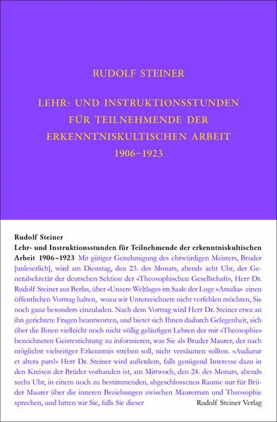 Lehrstunden für Teilnehmende der erkenntniskultischen Arbeit 1906 - 1924
