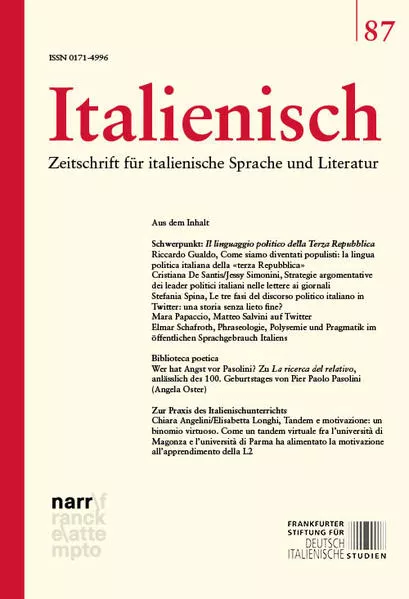 Italienisch Band 87 | 44. Jahrgang, Heft 1