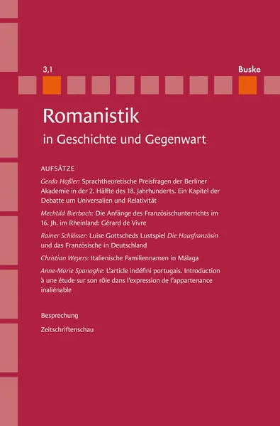 Romanistik in Geschichte und Gegenwart 3.1