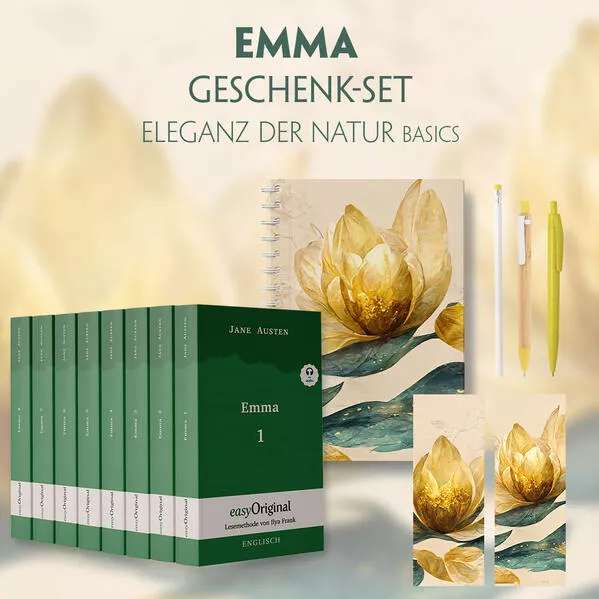 Cover: Emma Geschenkset - 8 Bücher (Softcover + Audio-Online) + Eleganz der Natur Schreibset Basics