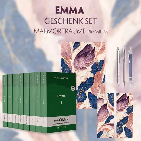 Cover: Emma Geschenkset - 8 Bücher (Softcover + Audio-Online) + Marmorträume Schreibset Premium