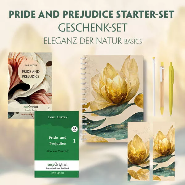 Cover: Pride and Prejudice Starter-Paket Geschenkset 2 Bücher (mit Audio-Online) + Eleganz der Natur Schreibset Basics