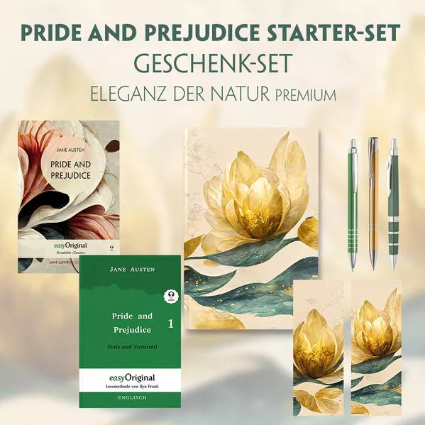 Cover: Pride and Prejudice Starter-Paket Geschenkset 2 Bücher (mit Audio-Online) + Eleganz der Natur Schreibset Premium