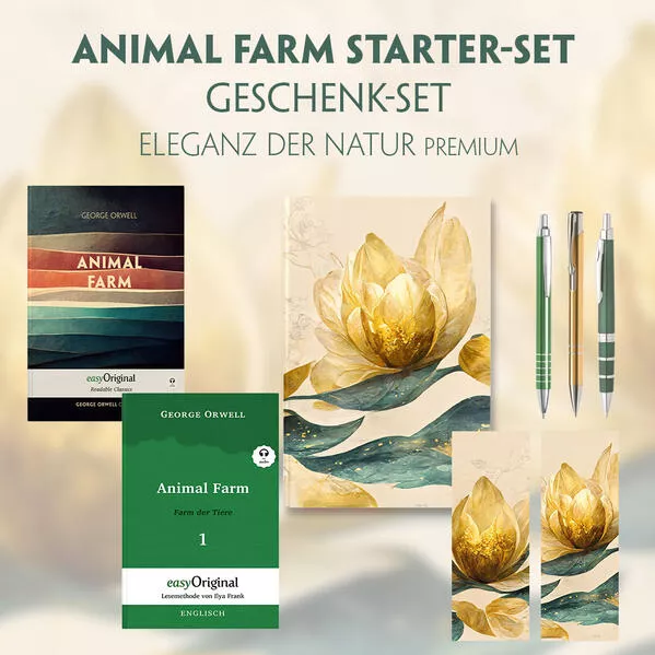 Animal Farm Starter-Paket Geschenkset 2 Bücher (mit Audio-Online) + Eleganz der Natur Schreibset Premium