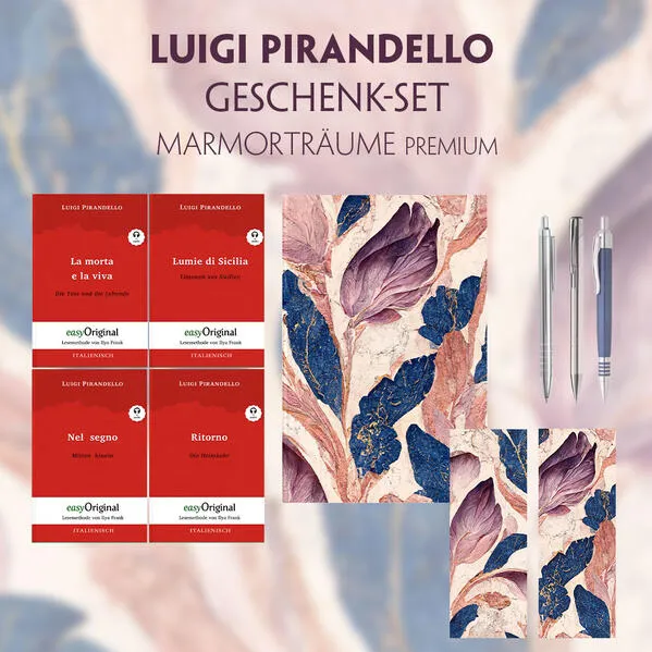 Cover: Luigi Pirandello Geschenkset - 4 Bücher (mit Audio-Online) + Marmorträume Schreibset Premium