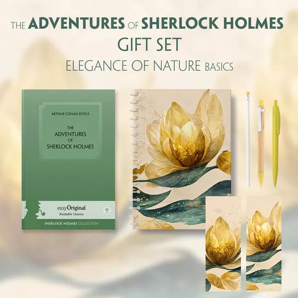 The Adventures of Sherlock Holmes (with audio-online) Readable Classics Geschenkset + Eleganz der Natur Schreibset Basics