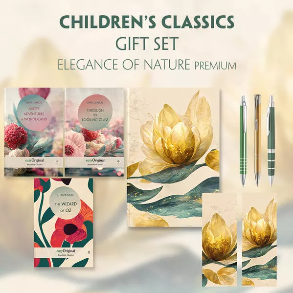 Children's Classics Books-Set (with audio-online) Readable Classics Geschenkset + Eleganz der Natur Schreibset Premium