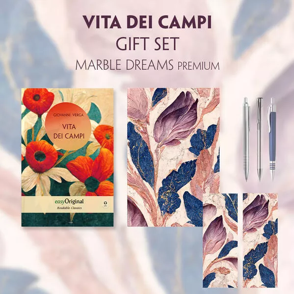 Vita dei campi (with audio-online) Readable Classics Geschenkset + Marmorträume Schreibset Premium