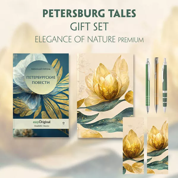 Cover: EasyOriginal Readable Classics / Petersburger Novellen (with audio-online) Readable Classics Geschenkset + Eleganz der Natur Schreibset Premium